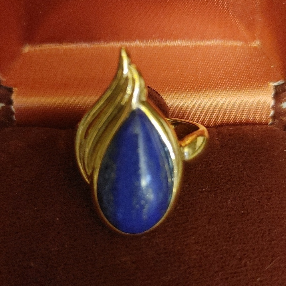 Lapis Lazuli 925 Gold Vermeil Bbj Size 8.25